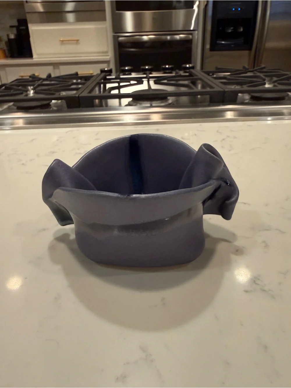 Hilborn Pottery Canada Sculptural Pinched Bowl Periwinkle Blue Studio Art